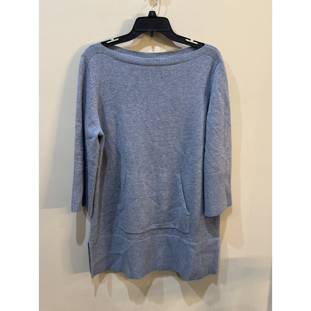 Michael Kors Collection Cashmere Sweater Tunic Women Light Blue Kangaroo Pocket